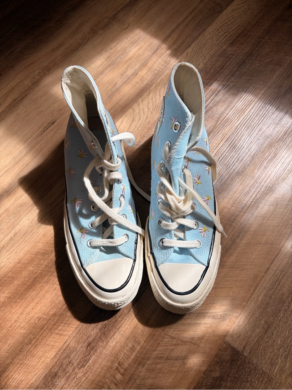Converse Light Blue Floral Hi-Top Canvas Sneakers